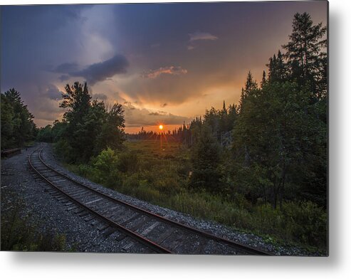 Newhampshire Metal Print featuring the photograph Sunset over the Railroad Tracks II by White Mountain Images