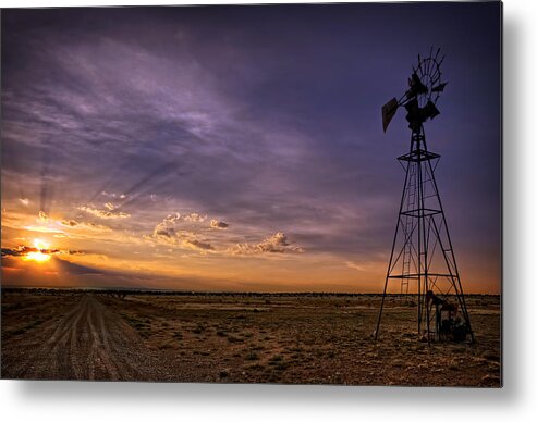 Ken Smith Photography Metal Print featuring the photograph Sunset Windmill by Ken Smith
