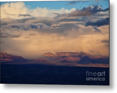 Secret Mountain Metal Print featuring the photograph Sunset Winter Storm in Secret Mountain Wilderness by Ron Chilston