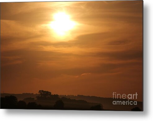 Sunset Metal Print featuring the photograph Sunset with fog setting by Yumi Johnson