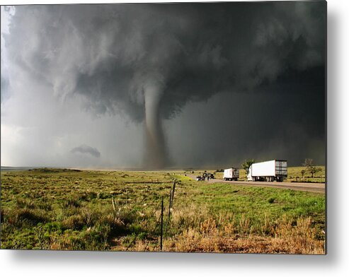 Atmosphere Metal Print featuring the photograph Supercell And Trucks by Jason Persoff Stormdoctor