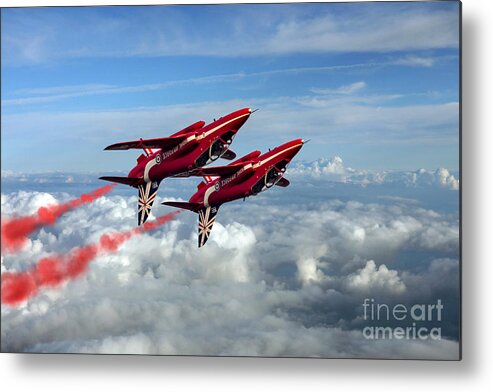 Red Arrows Metal Print featuring the digital art Synchro Pair by Airpower Art