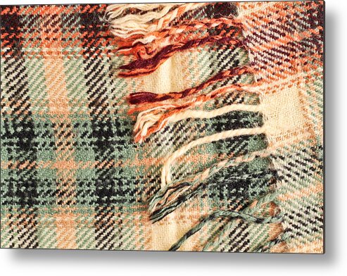 Background Metal Print featuring the photograph Tartan scarf by Tom Gowanlock