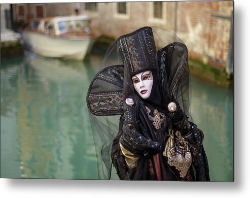 Mature Adult Metal Print featuring the photograph Taylor Made Mask At Venice Carnival by Massimo Calmonte (www.massimocalmonte.it)