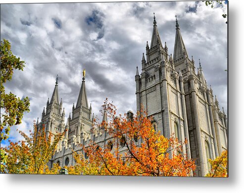 Mormon Metal Print featuring the photograph Temple Trees by Spencer Hughes