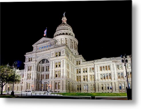 Austin Metal Print featuring the photograph Texas State Capitol at Night by Tim Stanley