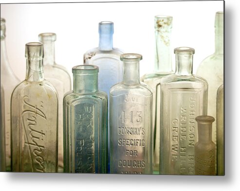 Bottle Metal Print featuring the photograph The Ages Reflected in Glass by Holly Kempe