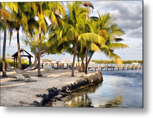Tropical Island With Palm Trees Metal Print featuring the photograph The Beach at Coconut Palm Inn by Ginger Wakem