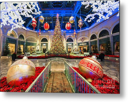 Bellagio Metal Print featuring the photograph The Bellagio Christmas Tree and Decorations by Aloha Art