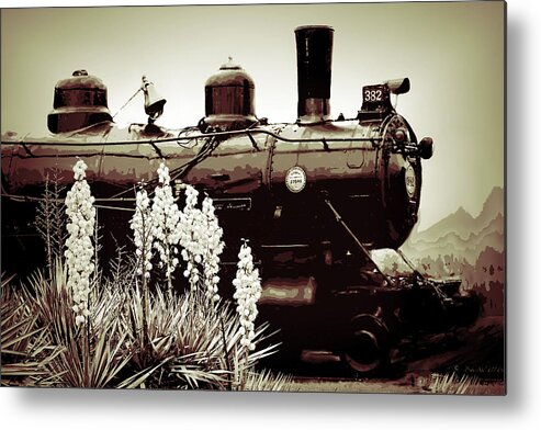 Old Train Metal Print featuring the photograph The Black Steam Engine by Bonnie Willis