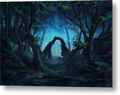 Fantasy Metal Print featuring the digital art The Blue Forest by FireFlux Studios