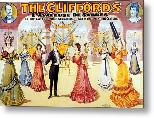 Entertainment Metal Print featuring the photograph The Cliffords, Sword Swallowing Act by Science Source