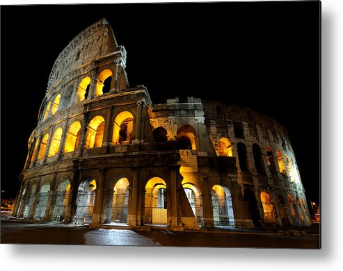Colosseum Metal Print featuring the photograph The Colosseum at night by Jeremy Voisey