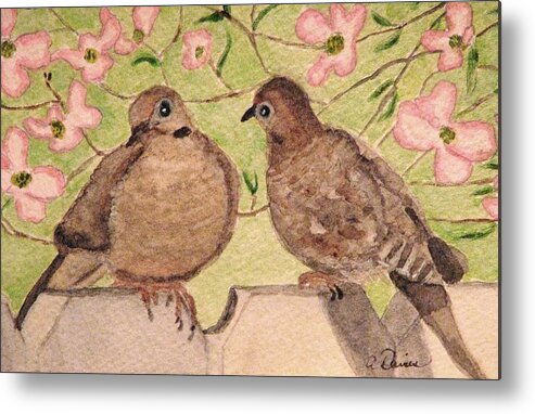 Mourning Doves Metal Print featuring the painting The Courtship by Angela Davies