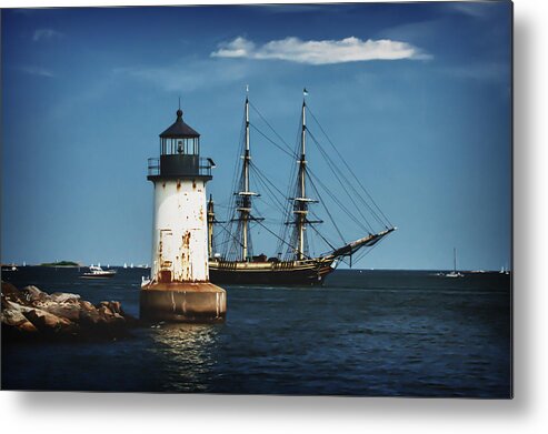 Salem Metal Print featuring the photograph The friendship returns to Salem harbor by Jeff Folger