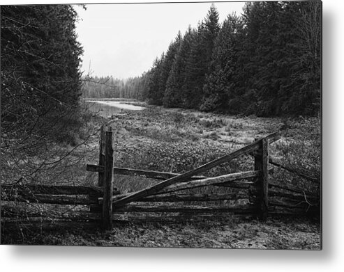 Split Rail Metal Print featuring the photograph The Gate in black and white by Lawrence Christopher