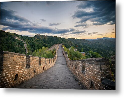 Chinese Culture Metal Print featuring the photograph The Great Wall Of China At Sunset by Emad Aljumah