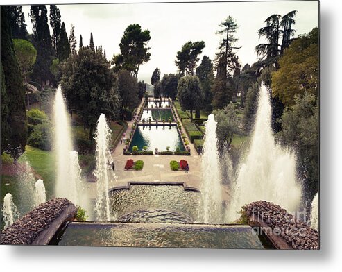 Europa Metal Print featuring the photograph the level gardens and fish ponds at Villa d'Este gardens Tivoli by Peter Noyce