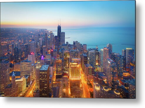 Chicago Metal Print featuring the photograph The Magnificent Mile by Michael Zheng