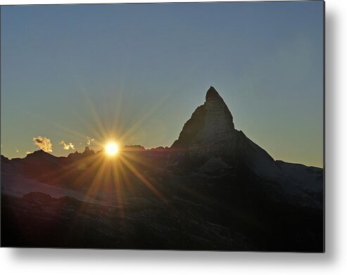 Feb0514 Metal Print featuring the photograph The Matterhorn At Sunset Switzerland by Thomas Marent