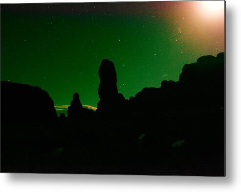Night Photos Metal Print featuring the photograph The Miracle Of Moon Stars And Rock by Jeff Swan