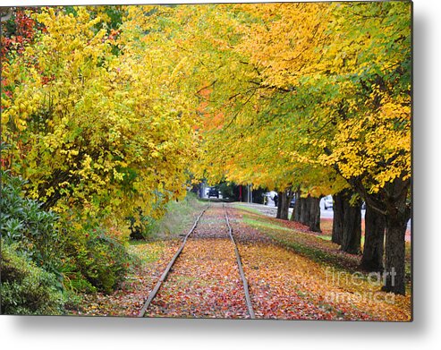 Autumn Metal Print featuring the painting The Tracks by Kirt Tisdale