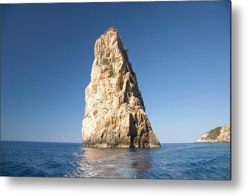Tranquility Metal Print featuring the photograph The Ortholithos Rock, Paxos, Greece by David C Tomlinson