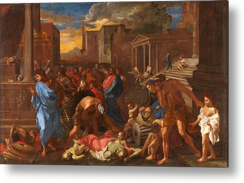 Angelo Caroselli Metal Print featuring the painting The Plague at Ashdod after Poussin by Angelo Caroselli