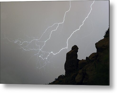 Praying Monk Metal Print featuring the photograph The Praying Monk Lightning Storm Chase by James BO Insogna