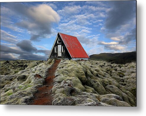 Iceland Metal Print featuring the photograph The Red Path To The Red Roof by Michel Romaggi