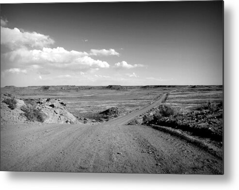 The Metal Print featuring the photograph The Road To Chaco bw by Elizabeth Sullivan