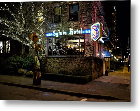 Vancouver Metal Print featuring the photograph The Sylvia Hotel at Night by Allan Van Gasbeck