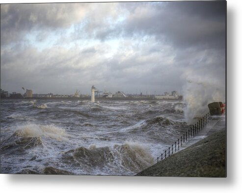 Lighthouse Metal Print featuring the photograph The wild Mersey by Spikey Mouse Photography