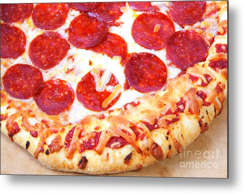 Food Metal Print featuring the photograph Thick Crust Peperoni Pizza by James BO Insogna