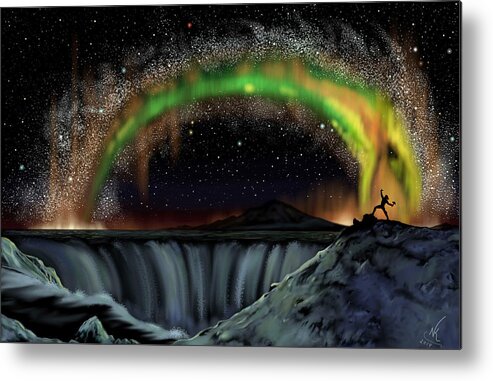 Landscape Metal Print featuring the digital art Thor and Jormungand by Norman Klein