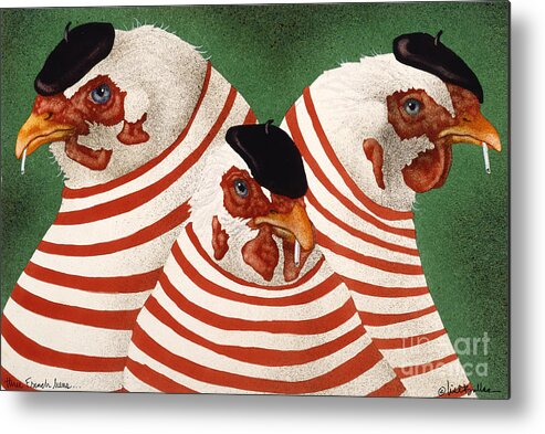 Will Bullas Metal Print featuring the painting Three French Hens... by Will Bullas