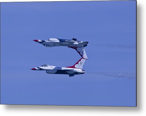 Thunderbirds Metal Print featuring the photograph Thunderbird Solos 5 Inverted over 6 by Donna Corless