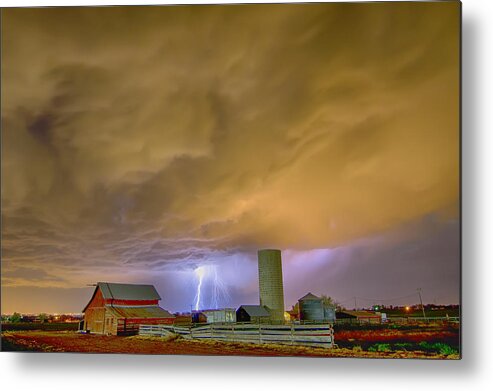 Lightning Metal Print featuring the photograph Thunderstorm Hunkering Down On The Farm by James BO Insogna
