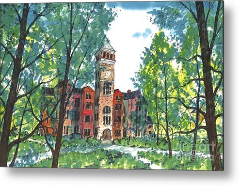 Clemson Metal Print featuring the painting TILLMAN HALL TWO Clemson by Patrick Grills