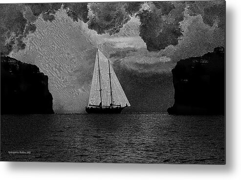 Bw Metal Print featuring the photograph To the safety of the harbour by Aleksander Rotner