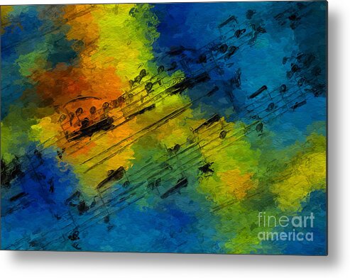 Music Metal Print featuring the digital art Toccata in Blue by Lon Chaffin