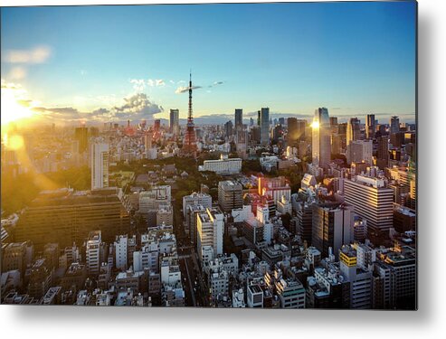Tokyo Tower Metal Print featuring the photograph Tokyo Tower After Raining by Panithan Fakseemuang