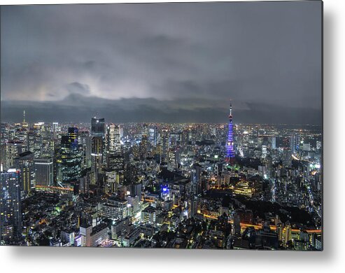 Tokyo Tower Metal Print featuring the photograph Tokyos Twin Towers by Image Courtesy Trevor Dobson