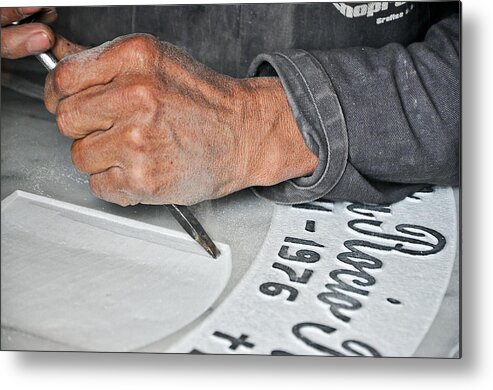 Death Metal Print featuring the photograph Tombstone Engraver at Work by Jess Kraft
