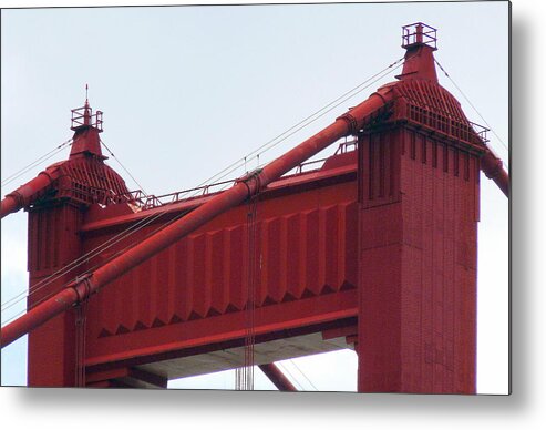 Top Of The Golden Gate Bridge Metal Print featuring the photograph Top of The Golden Gate Bridge by Jeff Lowe