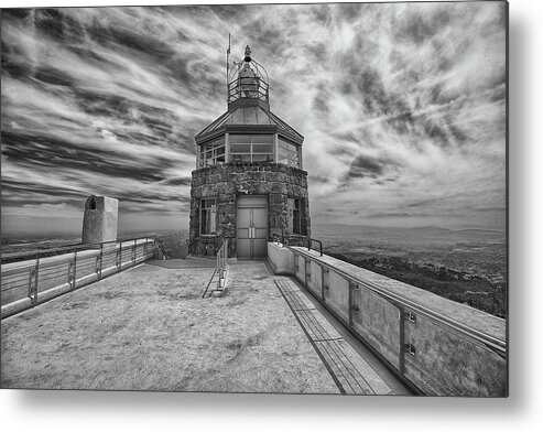 Black And White Metal Print featuring the photograph Top of the World by Robin Mayoff