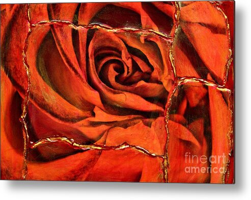 Mixed Media Metal Print featuring the photograph Torn rose by Pattie Calfy