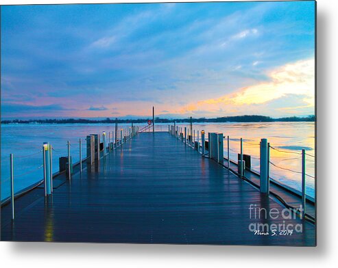 Harbour Metal Print featuring the photograph Toronto Pier During a Winter Sunset by Nina Silver