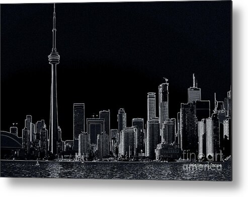 Toronto Metal Print featuring the photograph Toronto Skyline black and white abstract by Jale Fancey