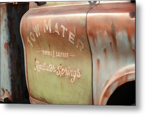 Disney California Adventure Park Metal Print featuring the photograph Tow Mater by Michael Albright